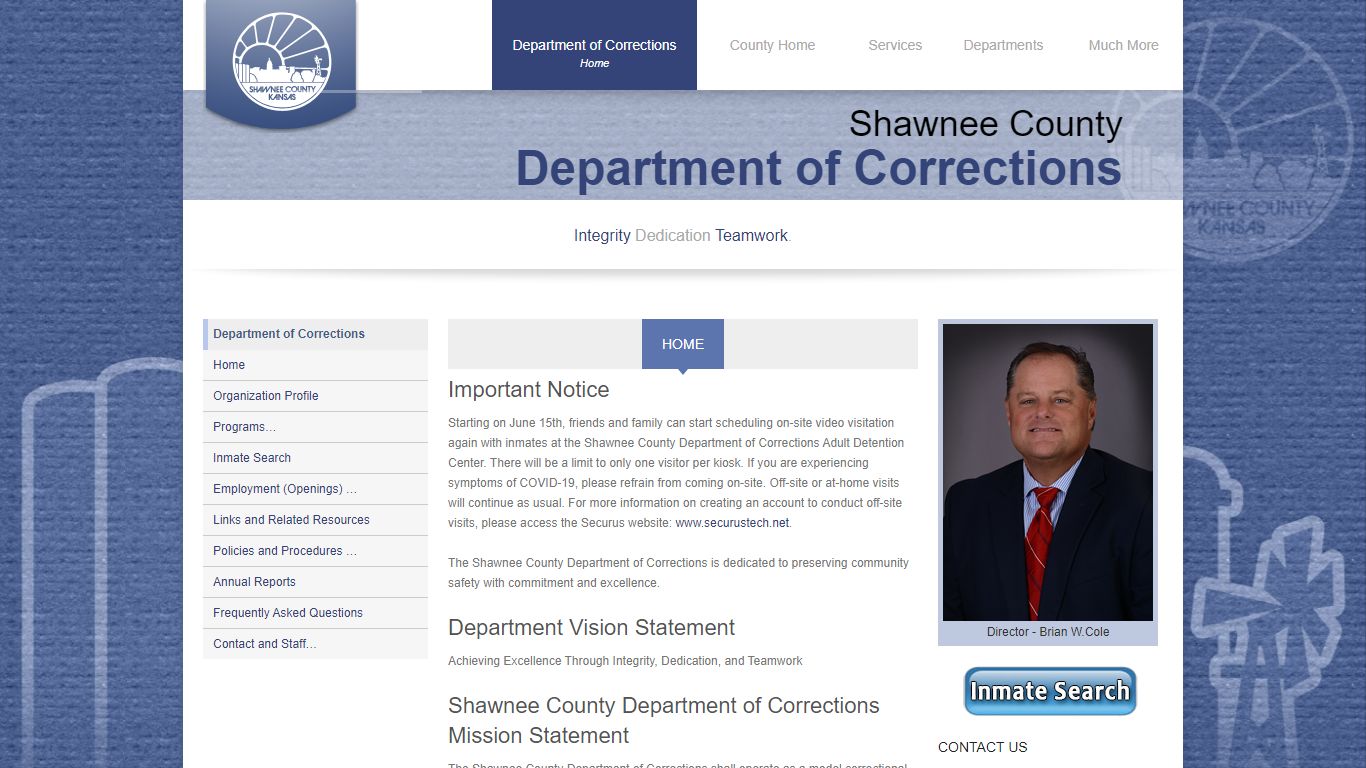 Home · Department of Corrections (Shawnee County, Kansas)